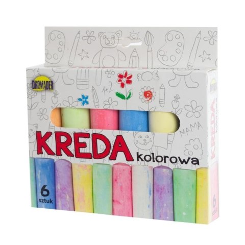 Kreda chodnikowa do rysowania kolorowa gruba 6 sztuk DROMADER