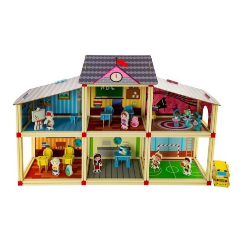 Domek dla lalek Szkoła budynek figurki meble 89x23x55 cm EUROBABY ZABAWKI
