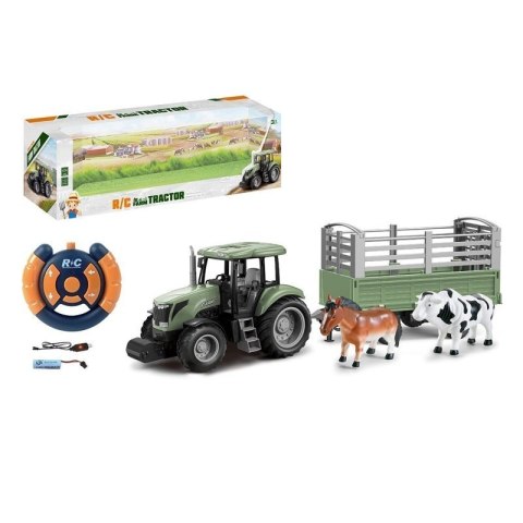 Traktor zdalnie sterowany z przyczepą i krówką RC USB EUROBABY ZABAWKI