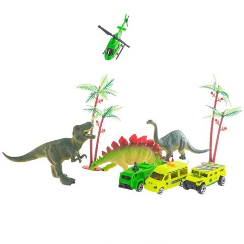Zabawka zestaw dinozaurów EUROBABY ZABAWKI samochodziki helikopter