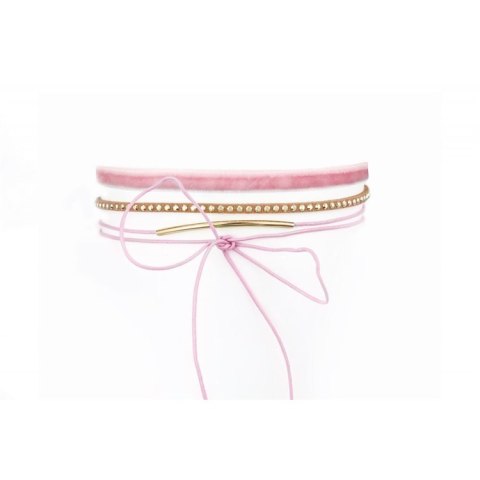 Naszyjnik choker obroża pastelowy różowy regulacja