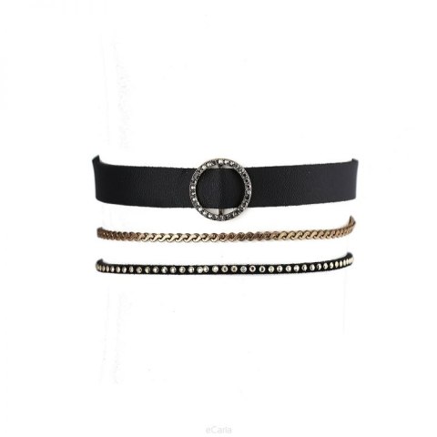 Naszyjnik choker obroża z łańcuszkiem rzemyk
