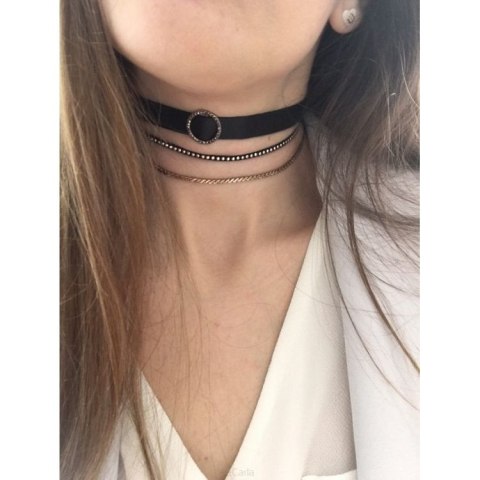 Naszyjnik choker obroża z łańcuszkiem rzemyk