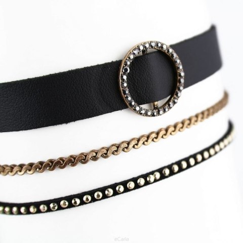Naszyjnik choker obroża z łańcuszkiem rzemyk