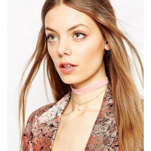 Naszyjnik choker obroża tasiemka łańcuszek z perełką czarny