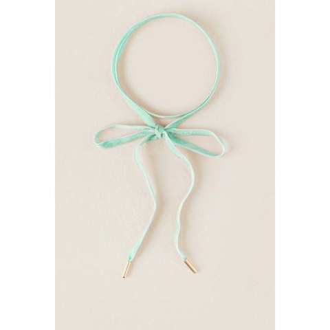 Naszyjnik choker tasiemka welurowa miętowy 110cm