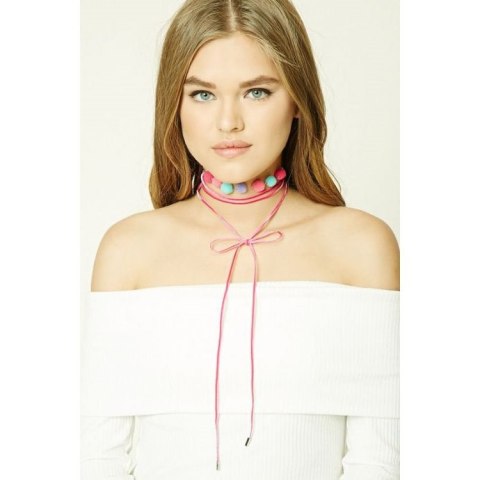 Naszyjnik choker tasiemka welurowa miętowy 110cm