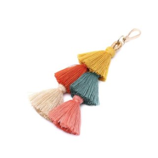 Brelok do kluczy zawieszka do torebki pompon z chwostami 20 cm