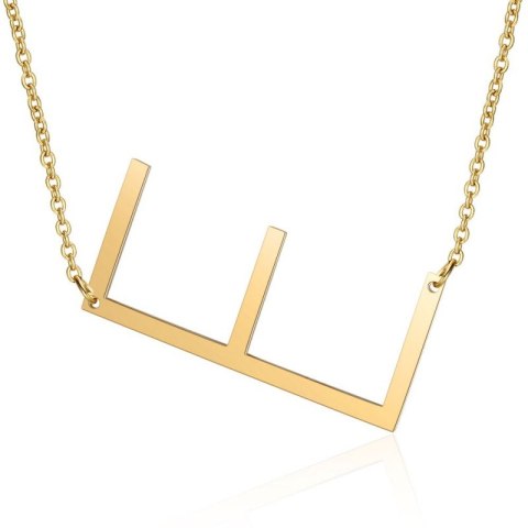 Naszyjnik łańcuszek stal chirurgiczna literka E złoty