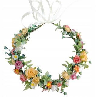 Wianek, opaska do włosów z kwiatów, delikatny wianuszek BOHO BOHO W98