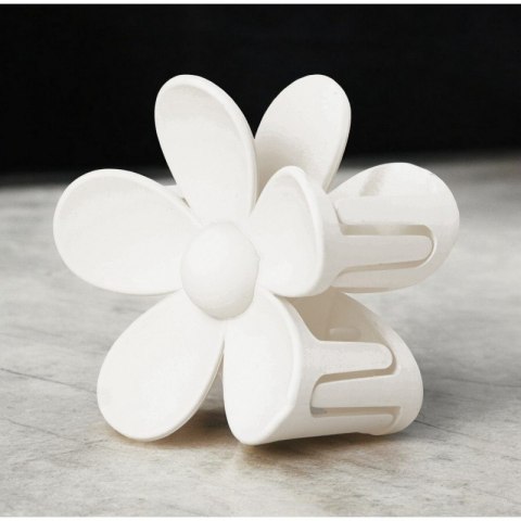 Spinka do włosów klamra łapacz kwiat biała XL 7x7,5 cm