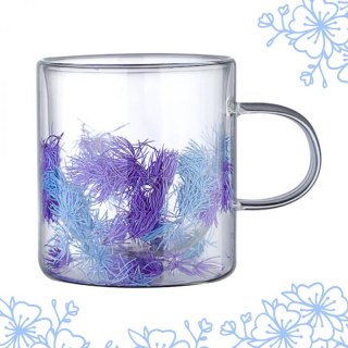 Szklanka termiczna z elementami roślinnymi w środku, fiolet 300 ml 1szt SZK134