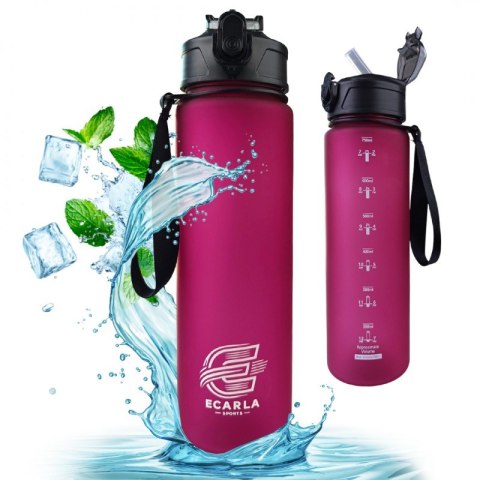 Bidon sportowy butelka na wodę ze słomką 750 ml bordowy