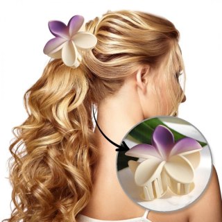 Spinka do włosów klamra XL kwiat ombre kremowo fioletowa matowa