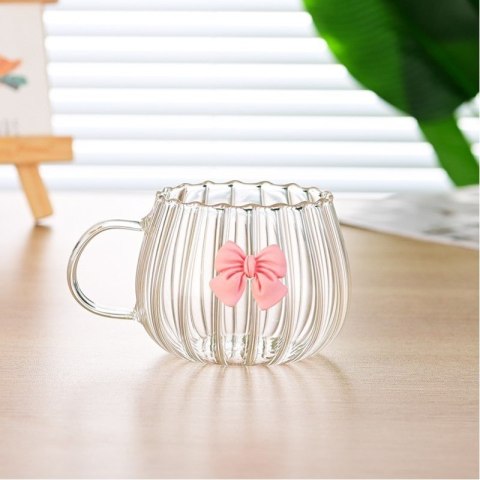 Szklanka ryflowana tulips z kokardką do kawy, drinków 1szt 350ml SZK158