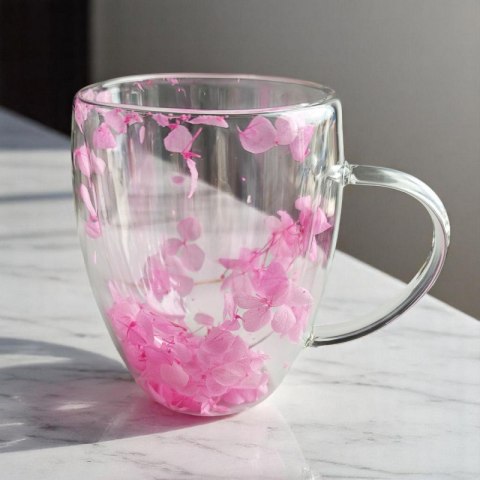 Szklanka termiczna kubek z hortensją róż 300 ml