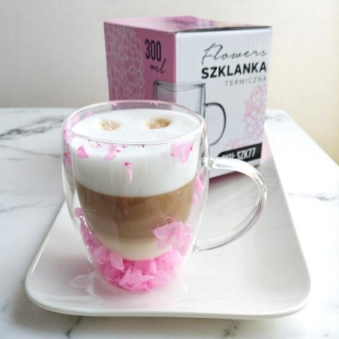 Szklanka termiczna kubek z hortensją róż 300 ml