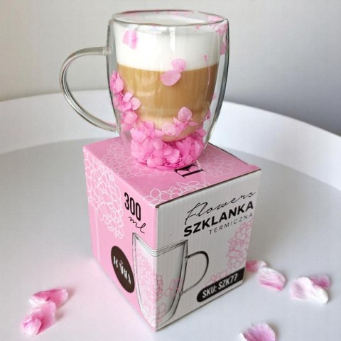Szklanka termiczna kubek z hortensją róż 300 ml