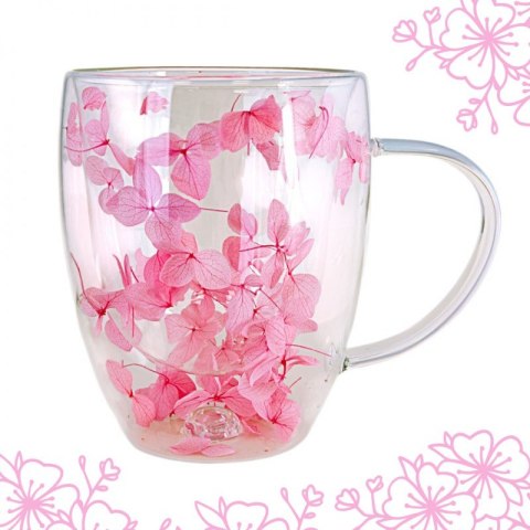 Szklanka termiczna kubek z hortensją róż 300 ml