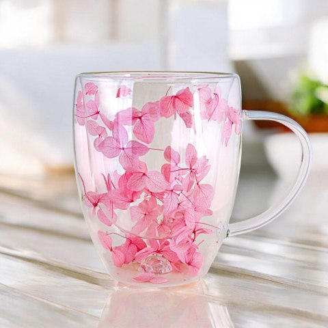 Szklanka termiczna kubek z hortensją róż 300 ml