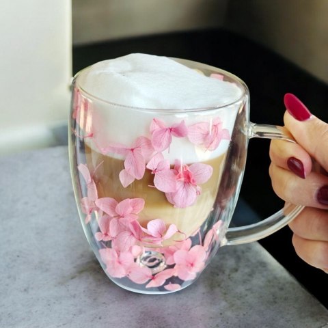 Szklanka termiczna kubek z hortensją róż 300 ml