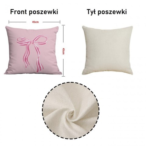 Poszewka na poduszkę dekoracyjna powłoczka 45x45 cm KOKARDA różowa