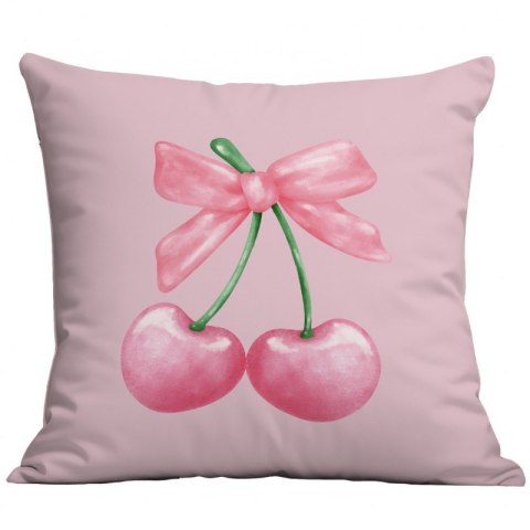 Poszewka na poduszkę dekoracyjna powłoczka 45x45 cm wiśnie kokarda