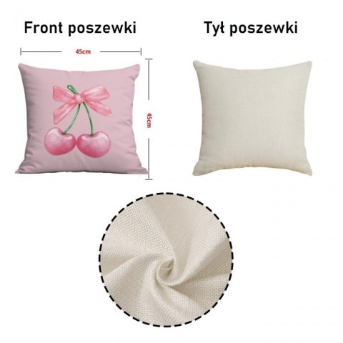 Poszewka na poduszkę dekoracyjna powłoczka 45x45 cm wiśnie kokarda