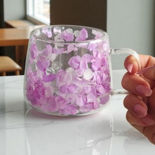 Szklanka termiczna z hortensją w środku fiolet 180 ml 1szt SZK172