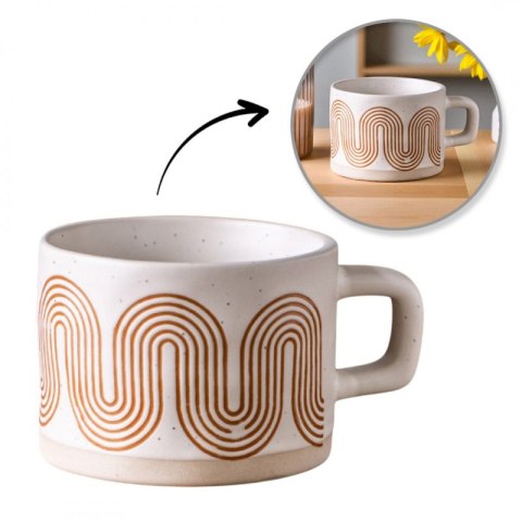 Kubek ceramiczny filiżanka retro 250ml wzór geometryczny
