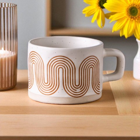 Kubek ceramiczny filiżanka retro 250ml wzór geometryczny