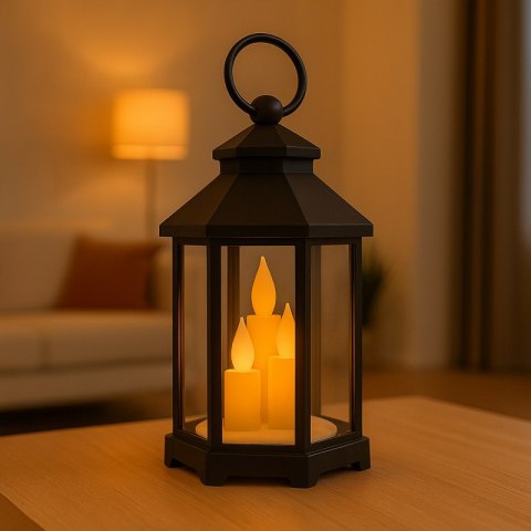 Lampion dekoracyjny LED z imitacją świec 12 x 21 cm - LAMP53CZ