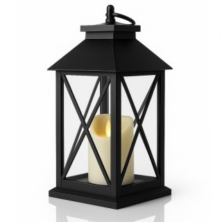 Lampion dekoracyjny LED latarnia świeca 14x30 cm czarny
