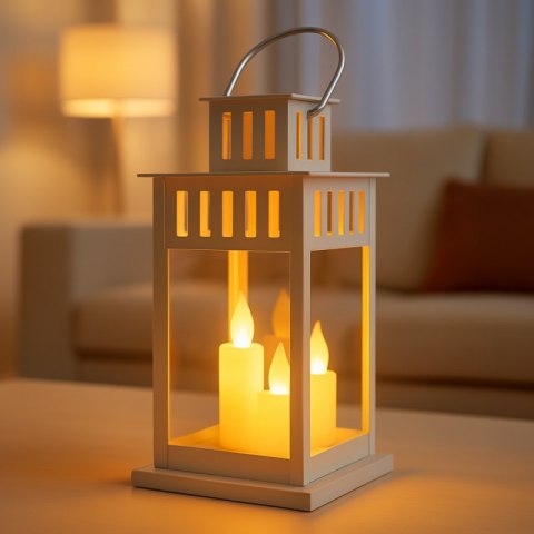 Lampion dekoracyjny LED latarnia z imitacją świecy 8x15 cm