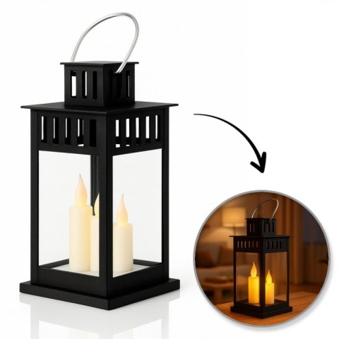 Lampion dekoracyjny latarenka LED świeca 8x15 cm czarny