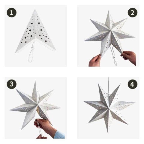 DUŻA GWIAZDA PAPIEROWA ŚWIĄTECZNA AŻUROWA biała 60 cm WITRAŻ 3D WG11