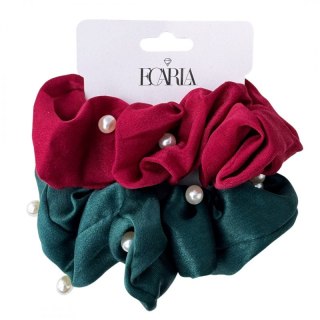 Gumki do włosów frotki scrunchie z perłami zestaw 2 sztuki