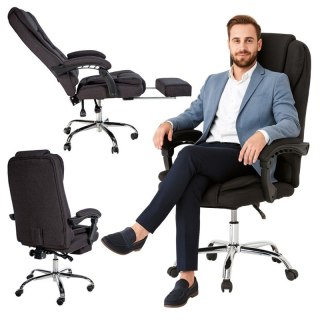 Fotel biurowy obrotowy BOSS z podnóżkiem - czarny MATERIAŁ KO22CZ-MAT