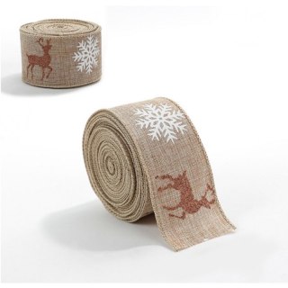 Taśma świąteczna na kokardę, wstążka na prezent Bożonarodzeniowa 5cm x 2m KSN130