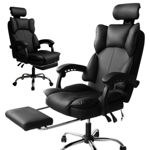 Fotel biurowy obrotowy Titan z podnóżkiem - czarny MATERIAŁ KO49CZ