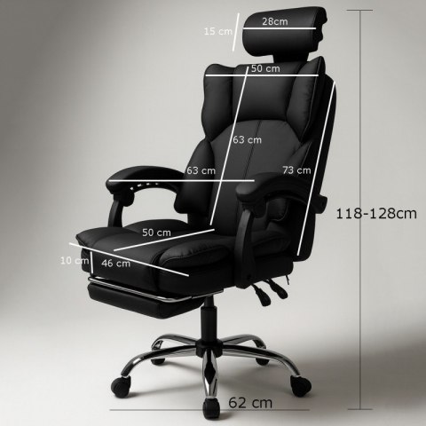 Fotel biurowy obrotowy Titan z podnóżkiem - czarny MATERIAŁ KO49CZ