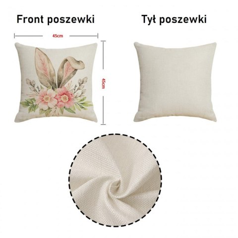 Lniana poszewka na poduszkę 45 x 45 cm z motywem wiosennym KRÓLICZEK POD213