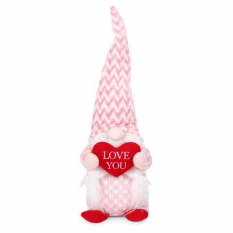 Krasnal Skrzat figurka walentynkowa siedząca różowa Love Me