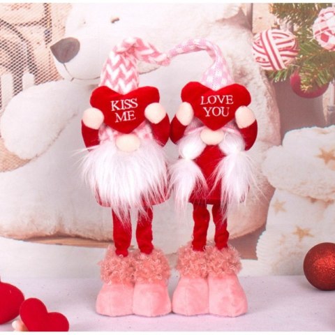 Krasnal skrzat walentynkowy figurka stojąca różowy LOVE YOU