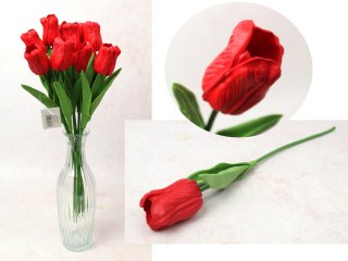 Kwiat TULIPAN piankowy wys. 34 cm (kwiat 4,5 x 3,5 cm) CZERWONY MZ-483C