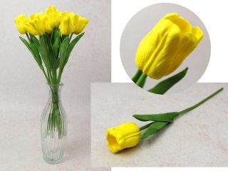 Kwiat TULIPAN piankowy wys. 34 cm (kwiat 4,5 x 3,5 cm) ŻÓŁTY MZ-483A