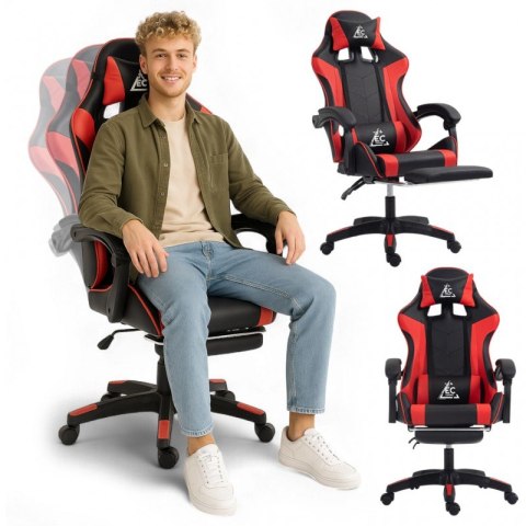 Fotel gamingowy krzesło obrotowe biurowe masażer podnóżek EC GAMING