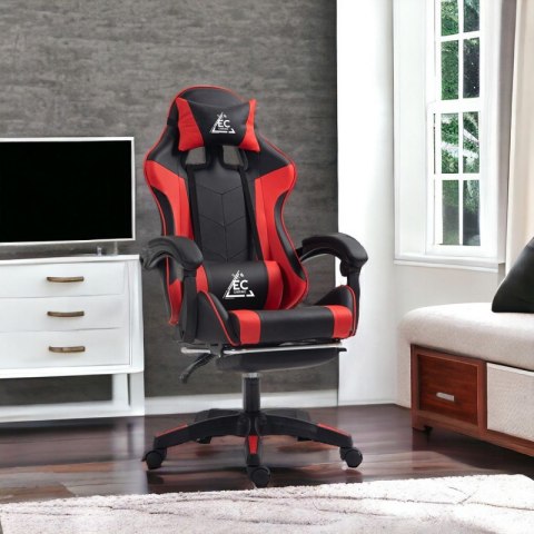 Fotel gamingowy krzesło obrotowe biurowe masażer podnóżek EC GAMING