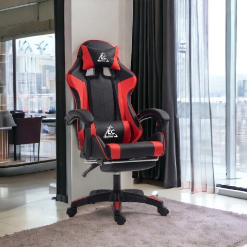 Fotel gamingowy krzesło obrotowe biurowe masażer podnóżek EC GAMING