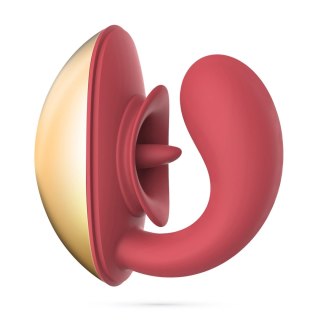 Arcane Model Licking Red/Golden - Innowacyjny wibrator dla par z podwojnym silnikiem